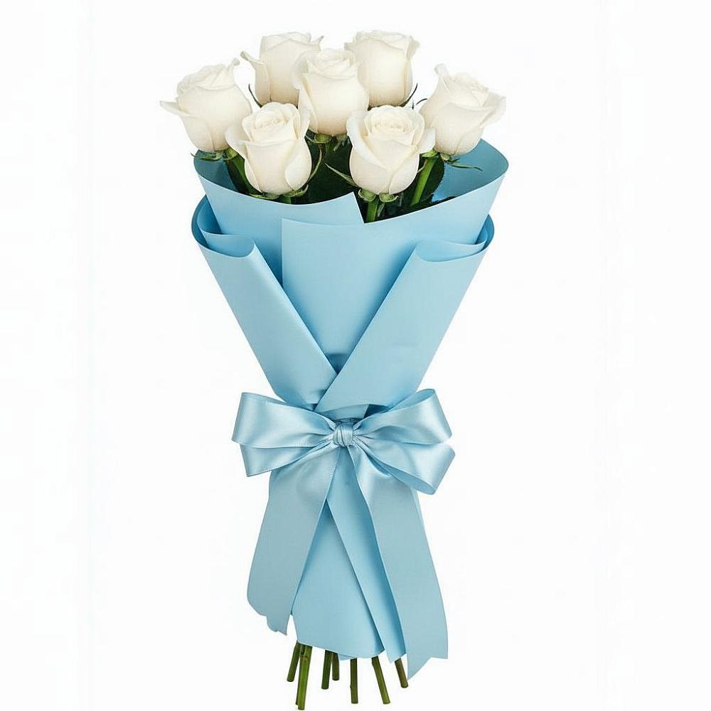 Букет 7 белых роз Проуд в Курумкане