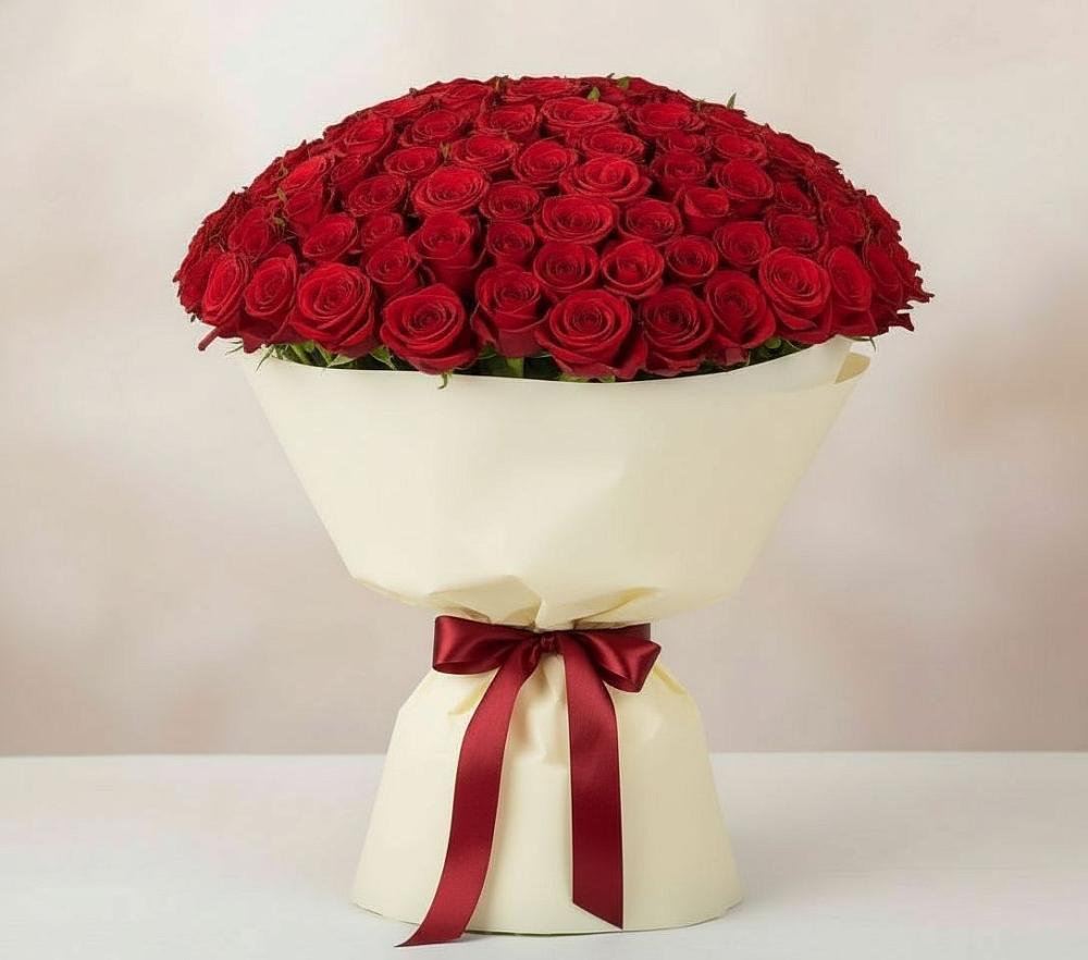 Букет 101 Красная роза Милано в Курумкане