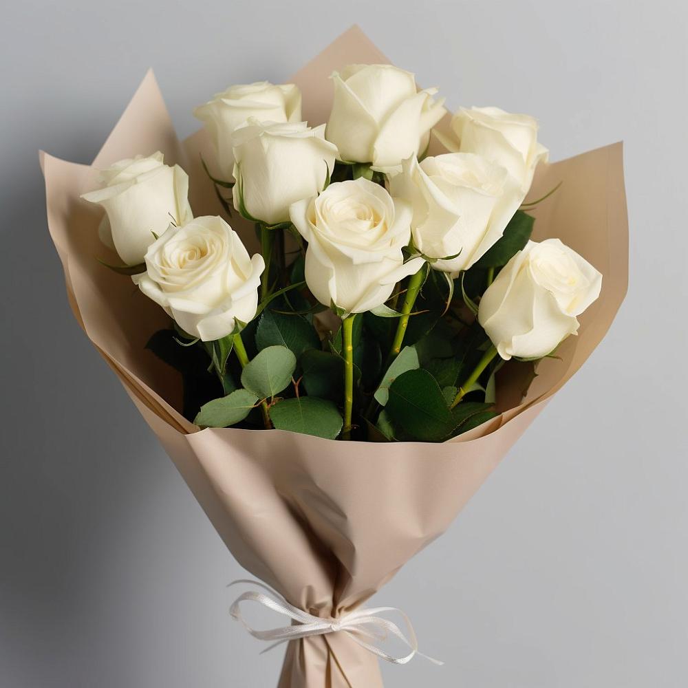 Букет 9 Белых роз Эдлесс Лав в Курумкане