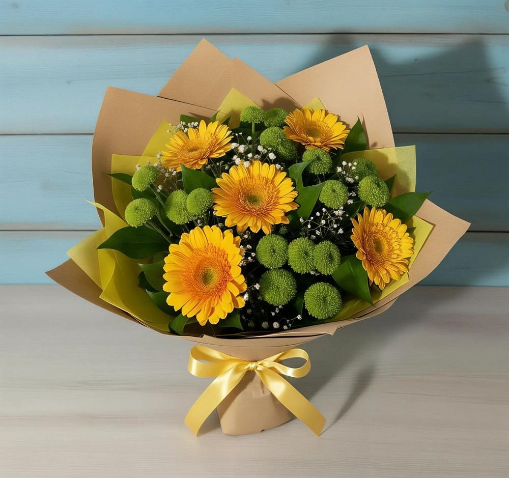 Букет цветов из: Герберы и Хризантемы в Курумкане