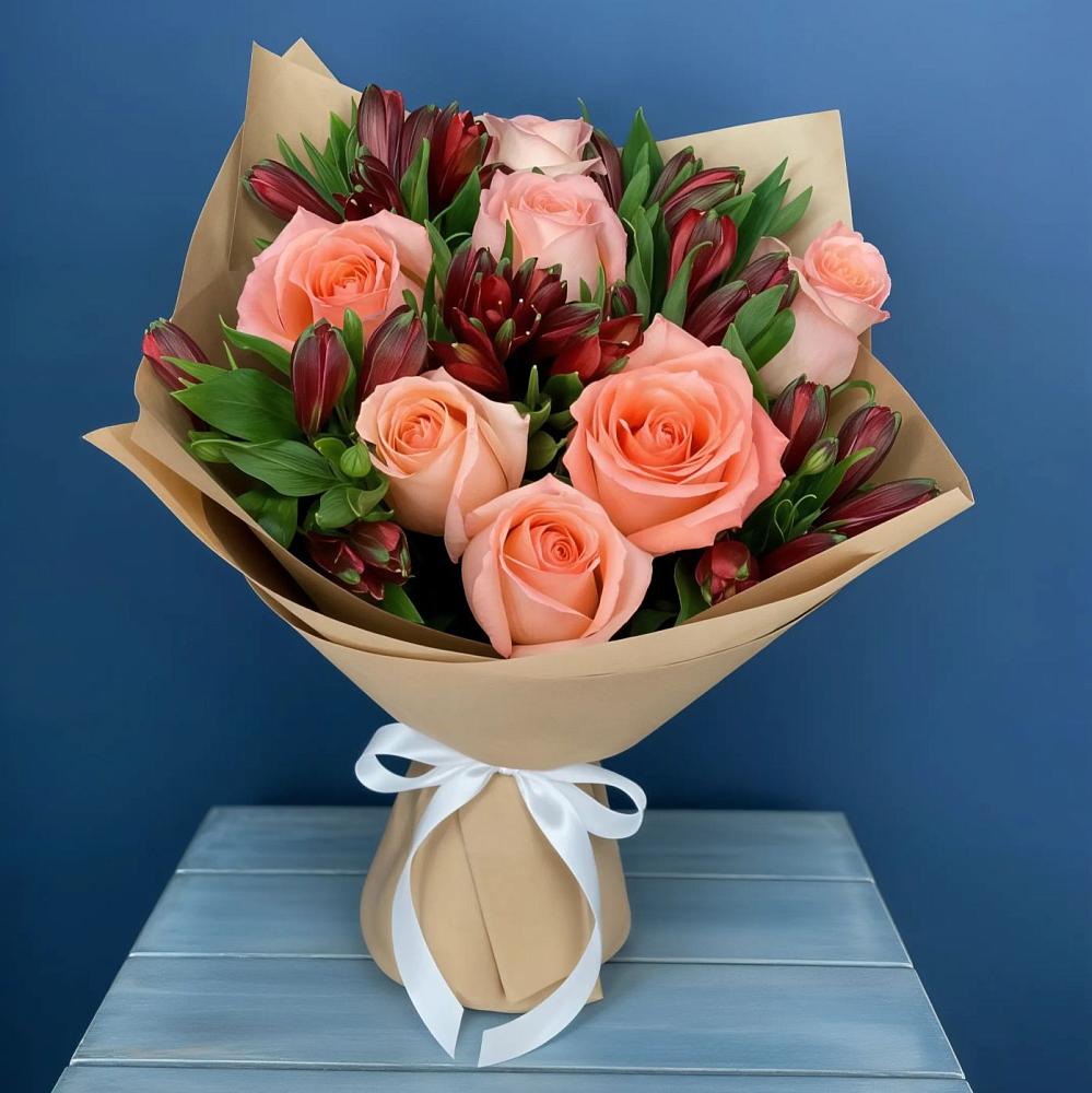 Букет цветов из: Розы и Альстромерии в Курумкане