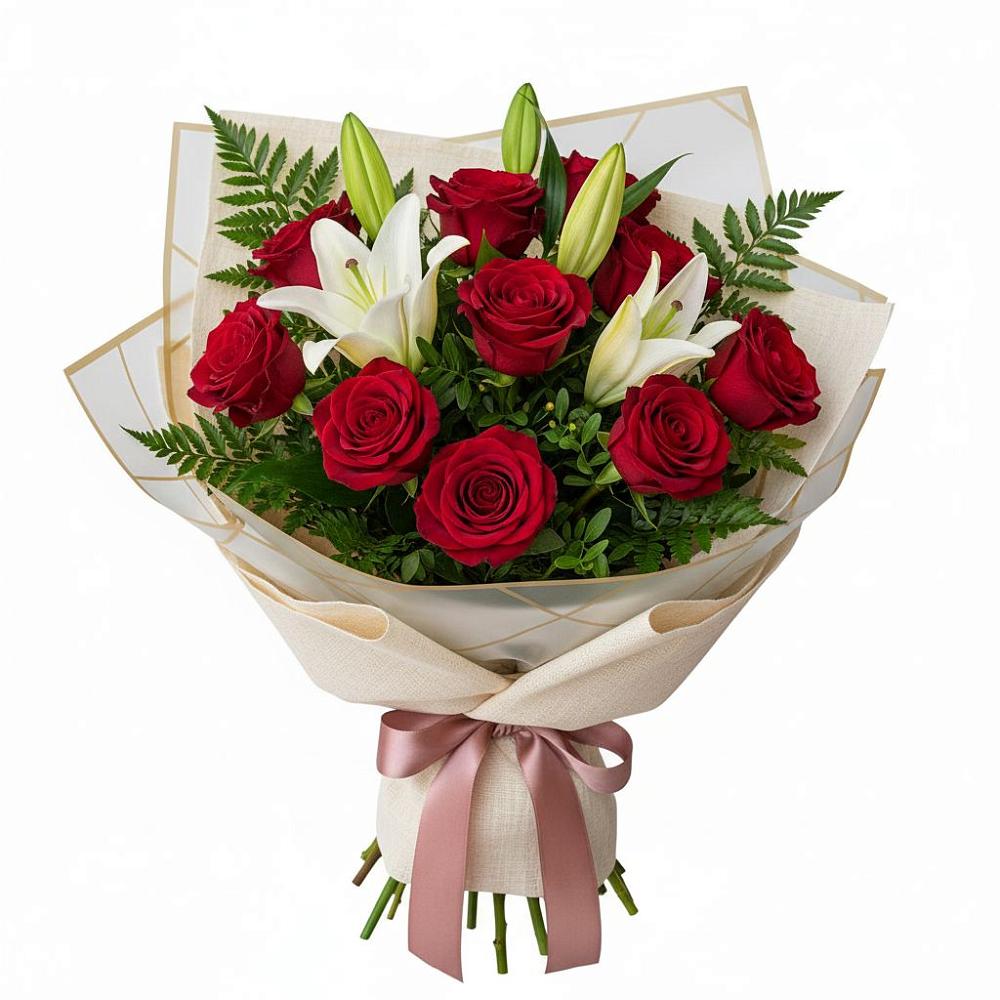 Букет цветов из: Лилии и Розы в Курумкане