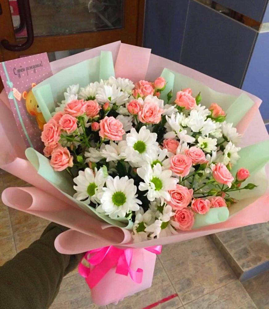 Букет цветов из: Розы и Хризантемы в Курумкане