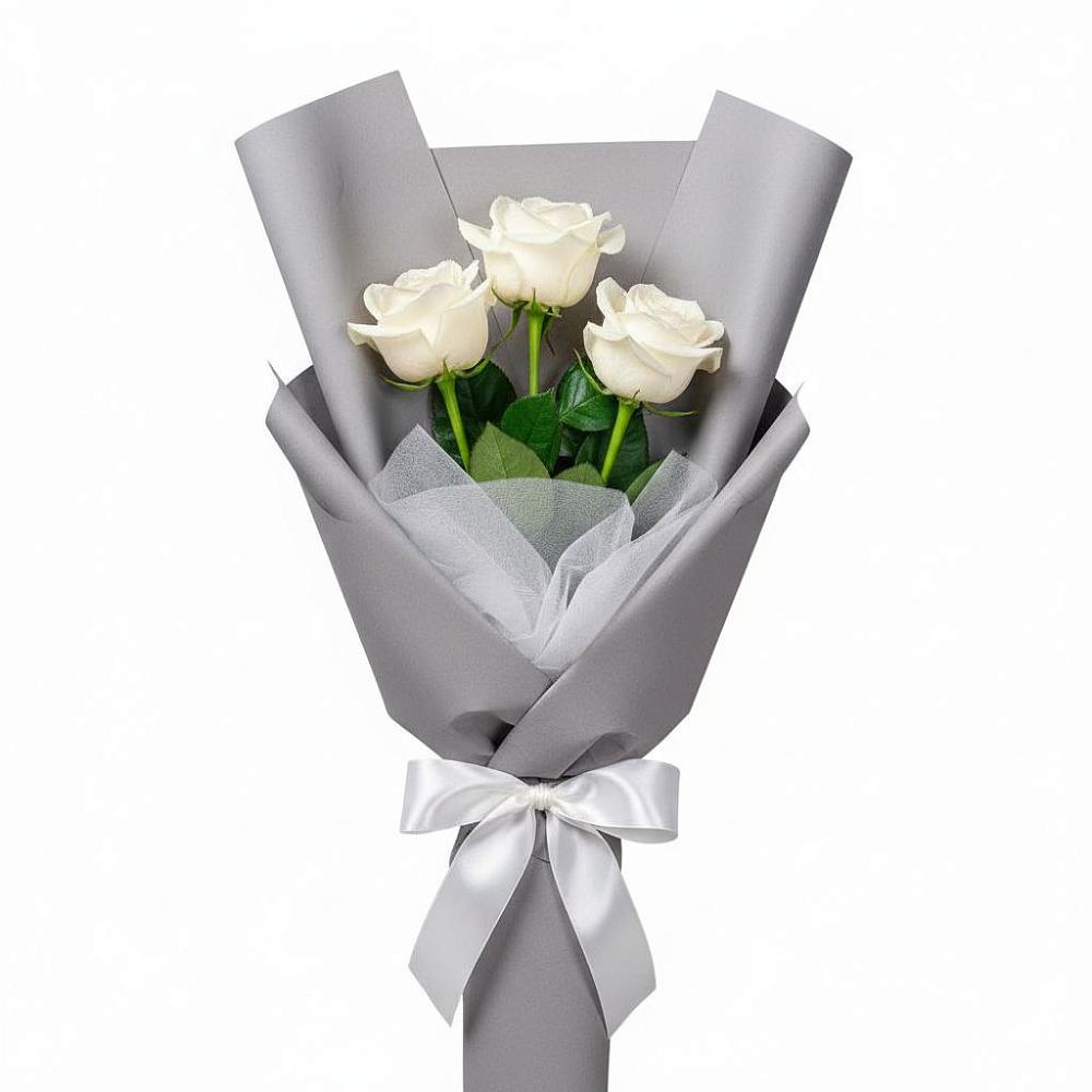 Букет 3 белые розы в Курумкане