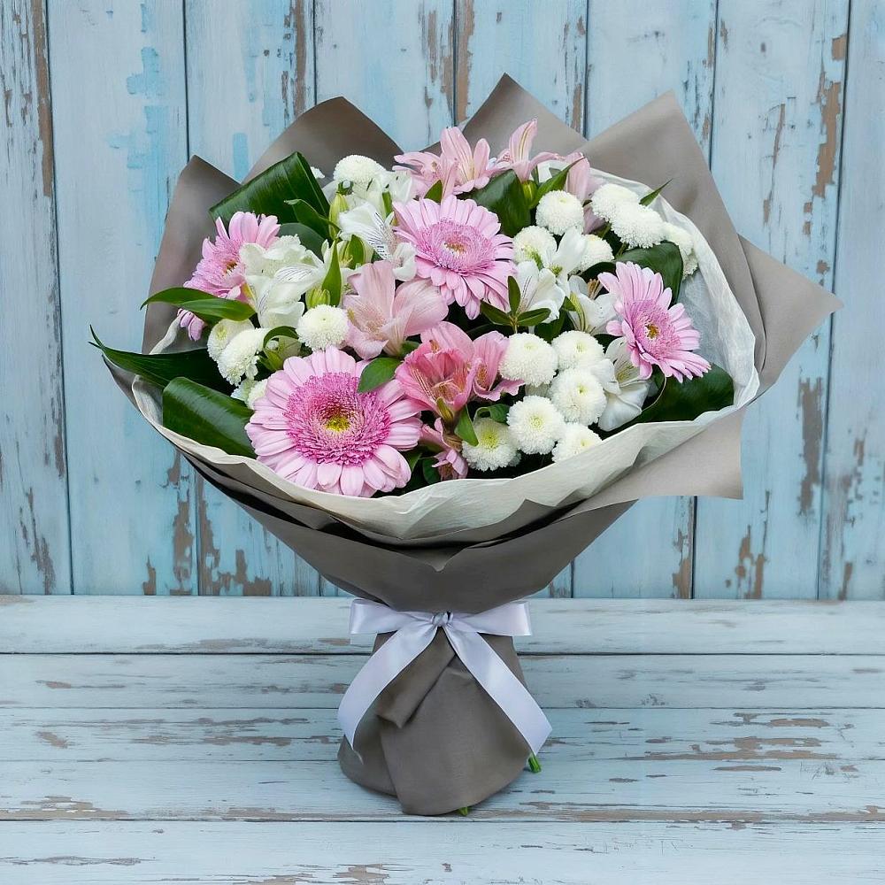 Букет цветов из: Герберы, Альстромерии и Хризантемы в Курумкане