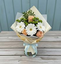 Букет цветов из:  Герберы, Розы и Хризантемы #REPLACE_PRED# Курумкане