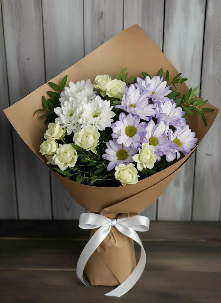 Букет цветов из: Хризантемы и Розы в Курумкане
